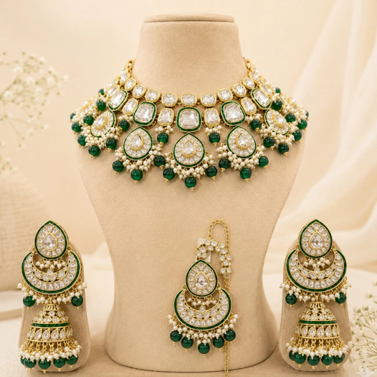 Kundan Set White