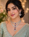 2 Layers Necklace Set Maroon