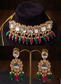 Kundan Necklace Set Green Ruby