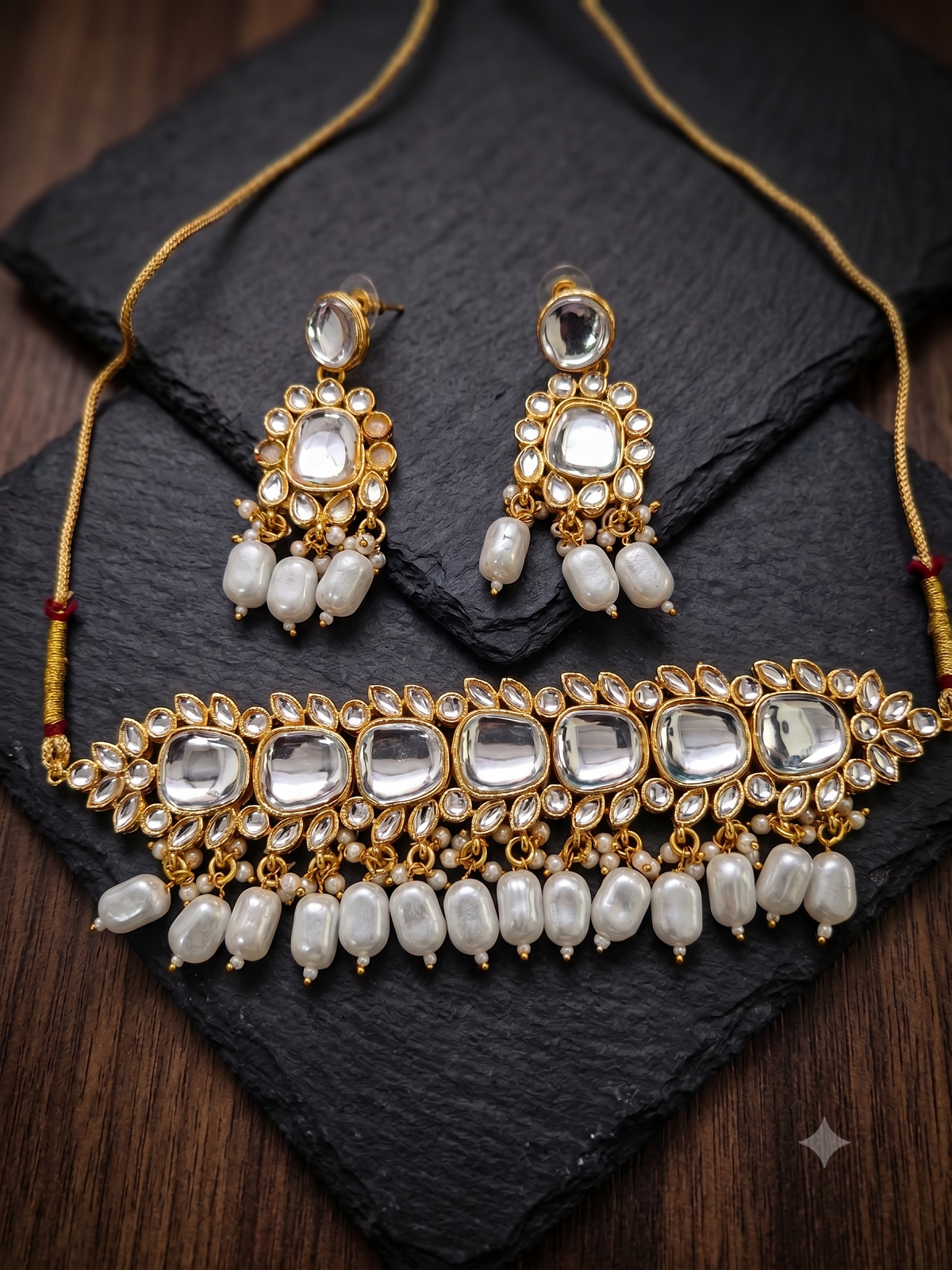 Kundan Necklace Set White