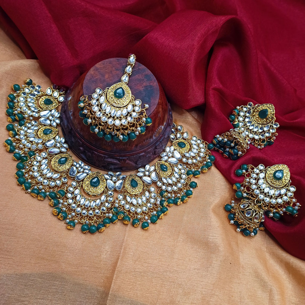 Kundan Set Green