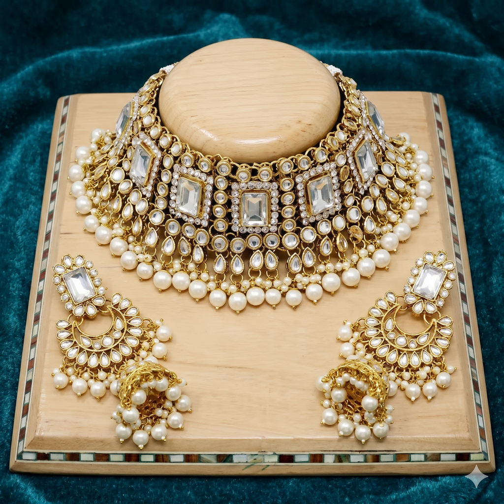 Kundan Set White