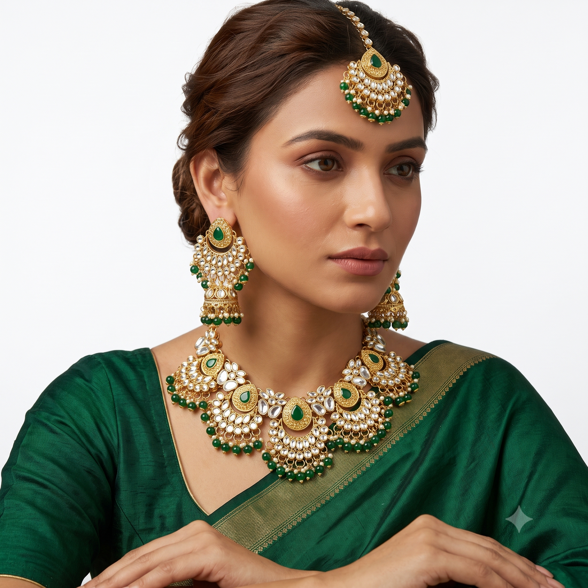 Kundan Set Green